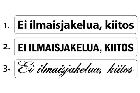 ei ilmaisjakelua tarrat